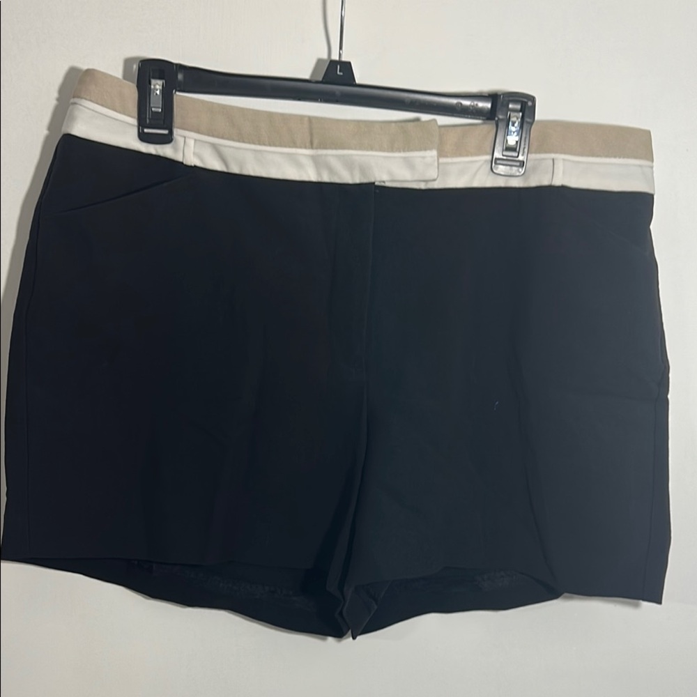 Worthington High Waist Black and Tan Shorts